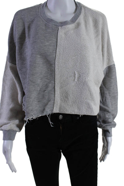 Electric & Rose Women's Crewneck Long Sleeves Cropped Sweatshirt Gray Size XS