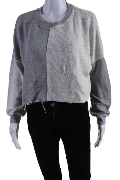 Electric & Rose Women's Crewneck Long Sleeves Cropped Sweatshirt Gray Size XS