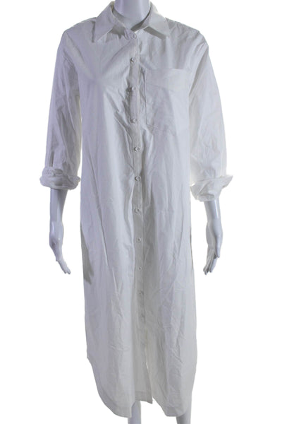 Maeve Anthropologie Women's Long Sleeves Button Down Shirt Dress White Size XS