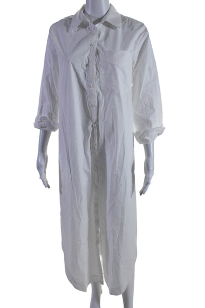 Maeve Anthropologie Women's Long Sleeves Button Down Shirt Dress White Size XS