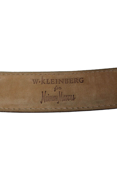 W. Kleinberg Mens Crocodile Skin Silver Tone Medium Belt Dark Brown Size 34