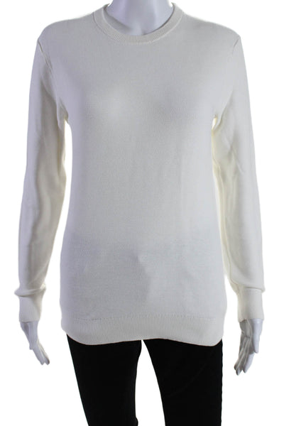 Theory Mens Long Sleeves Riland Pique Crew Neck Sweater White Cotton Size Small