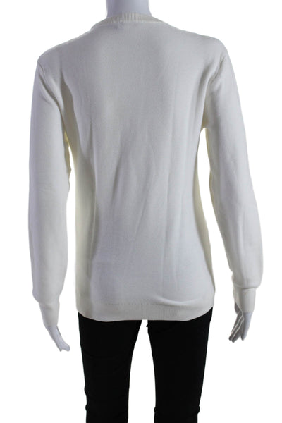 Theory Mens Long Sleeves Riland Pique Crew Neck Sweater White Cotton Size Small