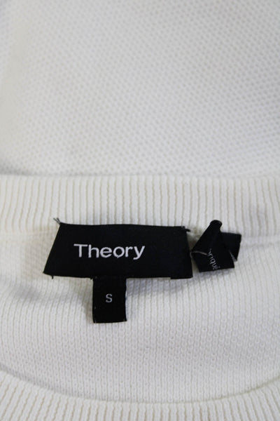 Theory Mens Long Sleeves Riland Pique Crew Neck Sweater White Cotton Size Small