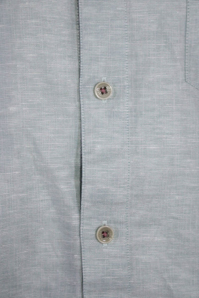 Ted Baker London Mens Linen Long Sleeves Button Down Shirt Pale Blue Size 4