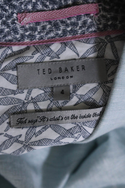 Ted Baker London Mens Linen Long Sleeves Button Down Shirt Pale Blue Size 4