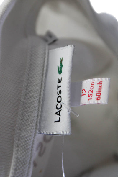 Lacoste Girls Collar Buttons Heart Print Graphic Design Flowy Top White Size 12