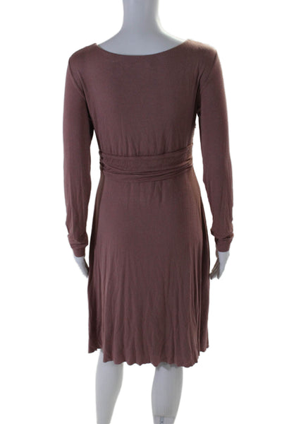 Bailey 44 Womens Long Sleeve V Neck Twist Knit Shift Dress Brown Size Medium