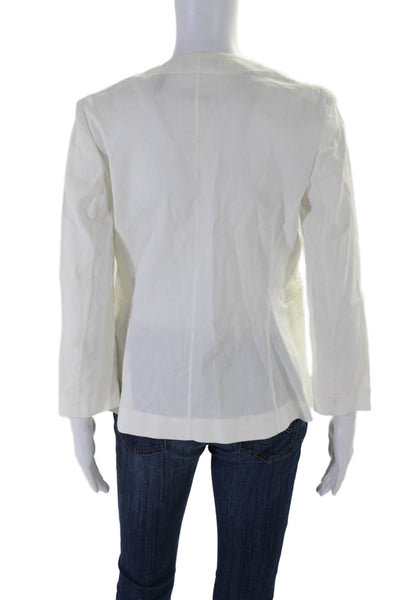 Theory Womens Long Sleeve Open Front Linen Light Jacket White Size 6