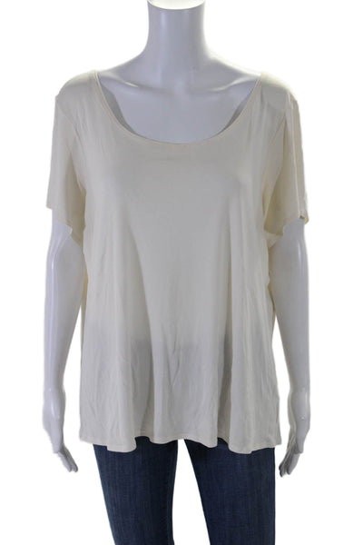 Eileen Fisher Womens Short Sleeve Boat Neck T-Shirt Top Cream White Size 1X