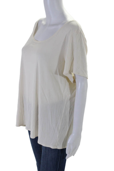 Eileen Fisher Womens Short Sleeve Boat Neck T-Shirt Top Cream White Size 1X