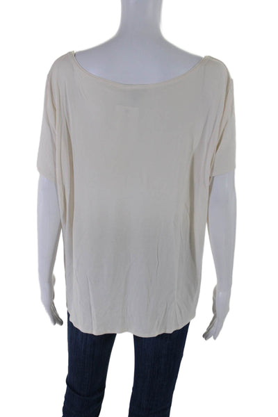 Eileen Fisher Womens Short Sleeve Boat Neck T-Shirt Top Cream White Size 1X