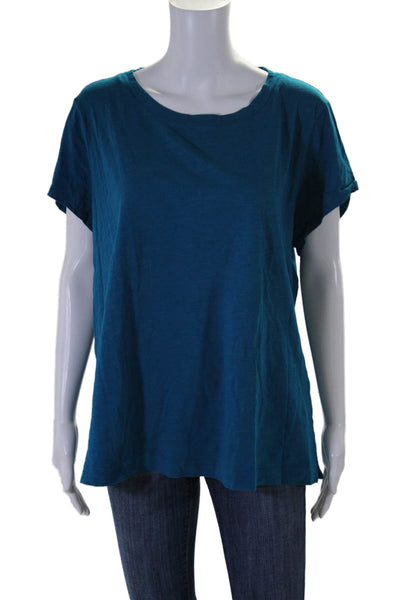 Eileen Fisher Womens Cotton Jersey Short Sleeve Classic T-Shirt Top Blue Size 2X