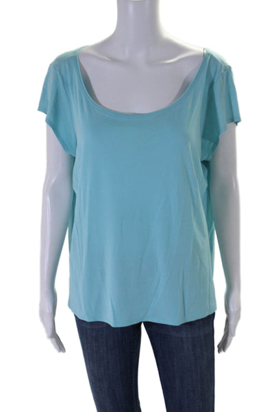 Eileen Fisher Womens Jersey Cap Sleeve Boat Neck T-Shirt Top Light Blue Size XL