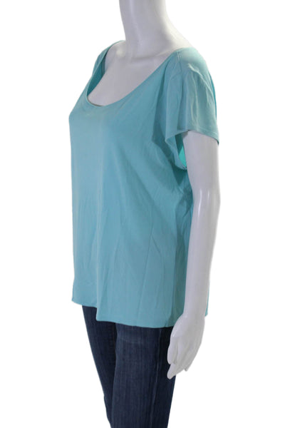 Eileen Fisher Womens Jersey Cap Sleeve Boat Neck T-Shirt Top Light Blue Size XL