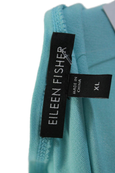 Eileen Fisher Womens Jersey Cap Sleeve Boat Neck T-Shirt Top Light Blue Size XL