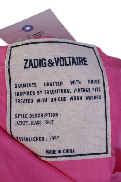 Zadig & Voltaire Womens Long Sleeve Zip Front Puffer Jacket Pink Size XS