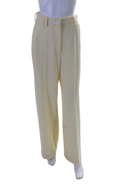 Nanushka Womens Two Pocket High-Rise Wide Leg Pants Trousers Yellow Size M