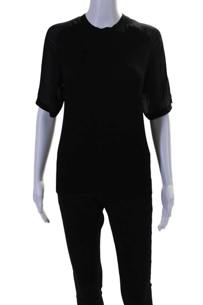 3.1 Phillip Lim Womens Wool Short Sleeve Pullover Knit Top Black Size XS