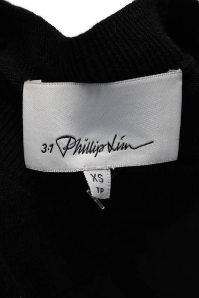 3.1 Phillip Lim Womens Wool Short Sleeve Pullover Knit Top Black Size XS