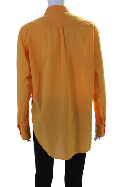 Xirena Womens Cotton Collared Long Sleeve Button Up Blouse Top Orange Size XS