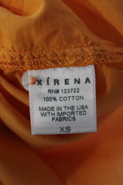 Xirena Womens Cotton Collared Long Sleeve Button Up Blouse Top Orange Size XS