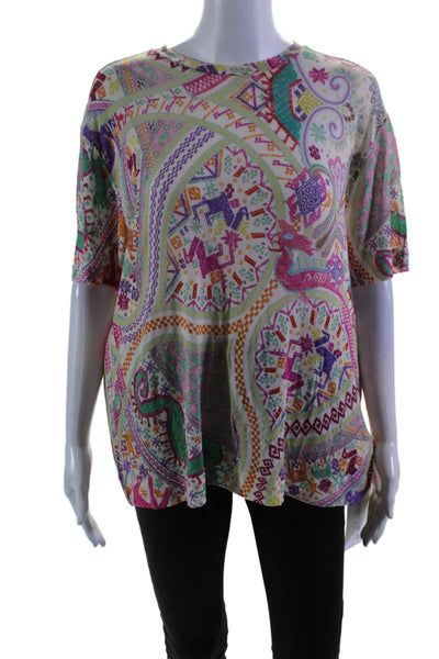 Etro Womens Abstract Print Short Sleeves Sweater Multi Colored Size EUR 44