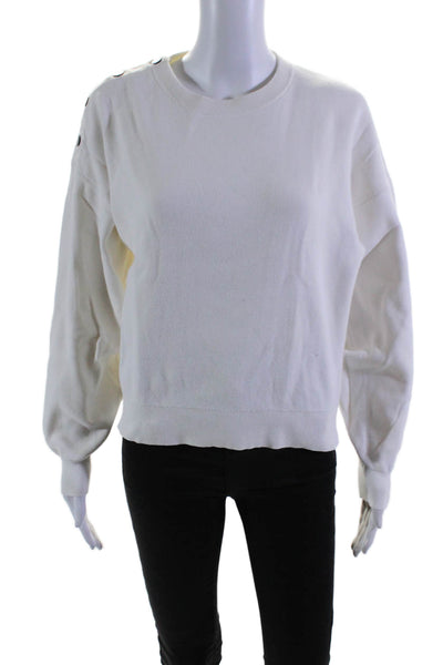 Maje Womens Long Sleeves Crew Neck Pullover Sweater White Cotton Size 3