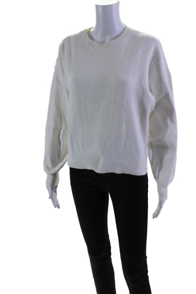 Maje Womens Long Sleeves Crew Neck Pullover Sweater White Cotton Size 3