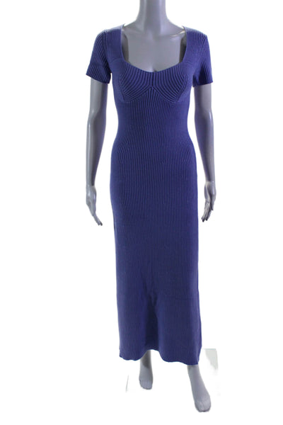 Staud Womens Purple Sweetheart Neck Short Sleeve Sweater Dress Size XS