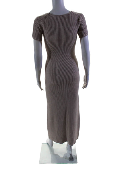 Staud Womens Beige Sweetheart Neck Short Sleeve Sweater Dress Size XS