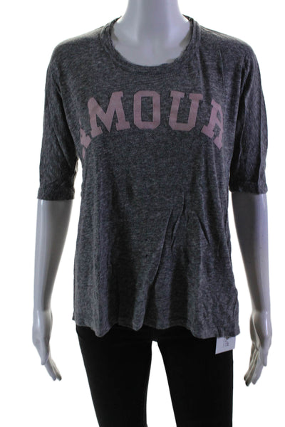 Zadig & Voltaire Womens Short Sleeve Crew Neck Amour Tee Shirt Gray Size XS