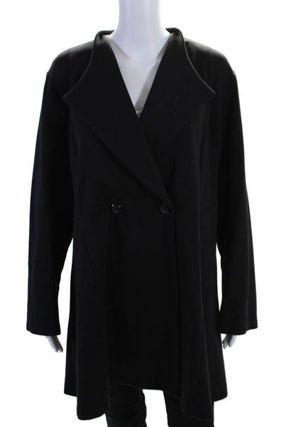 Comfy U.S.A. Womens Black Double Breasted Long Sleeve Pea Coat Size 1X