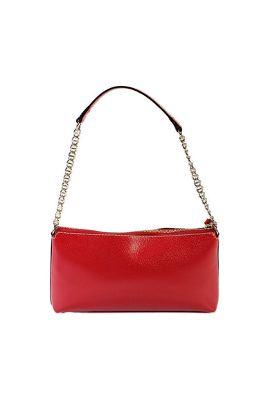 Kate Spade New York Womens Bright Red Zip Chain Strap Small Shoulder Handbag