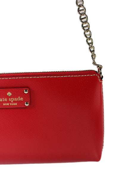 Kate Spade New York Womens Bright Red Zip Chain Strap Small Shoulder Handbag