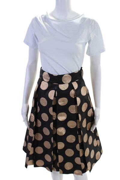 Moulinette Soeurs Anthropologie Womens Polka Dot Skirt Black Gold Size 0 Petite