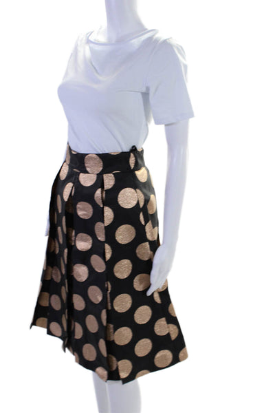 Moulinette Soeurs Anthropologie Womens Polka Dot Skirt Black Gold Size 0 Petite