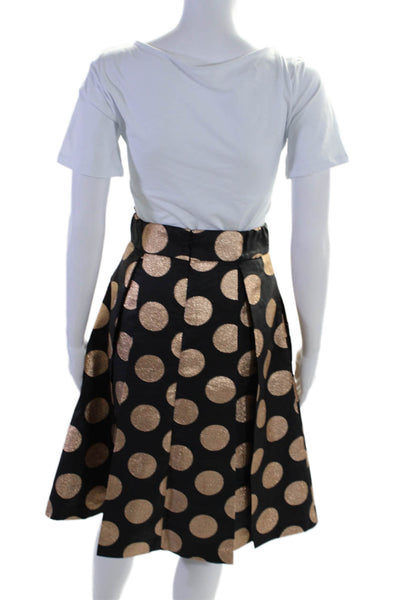 Moulinette Soeurs Anthropologie Womens Polka Dot Skirt Black Gold Size 0 Petite