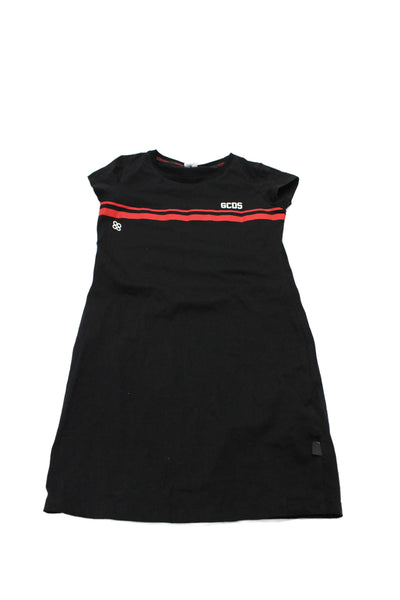 GCDS Childrens Girls Short Sleeves Shirt Dress Black Red Cotton Size 12