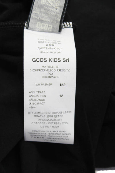 GCDS Childrens Girls Short Sleeves Shirt Dress Black Red Cotton Size 12