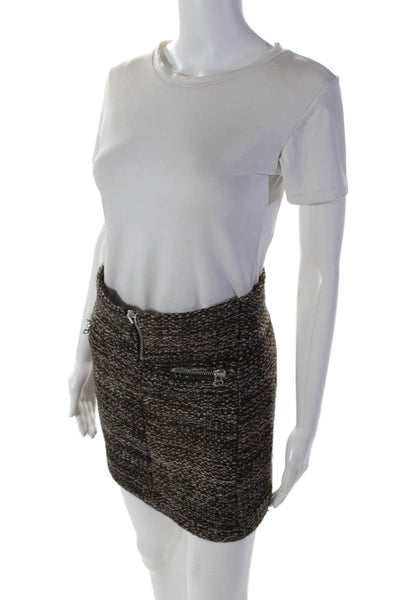 Isabel Marant Womens Back Zip Above Knee Skirt Wool Beige Gray Size 2