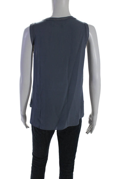 Theory Womens Silk Sleeveless Keyhole Tank Blouse Blue Size P