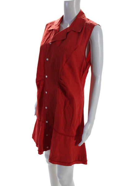 Derek Lam 10 Crosby Womens Button Front Collared Shift Dress Red Cotton Size 12