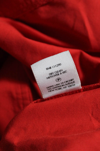 Derek Lam 10 Crosby Womens Button Front Collared Shift Dress Red Cotton Size 12