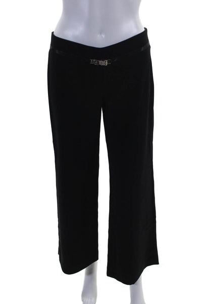 Montana Blu Women's Hook Closure Flat Front Straight Leg Pants Black Size 40