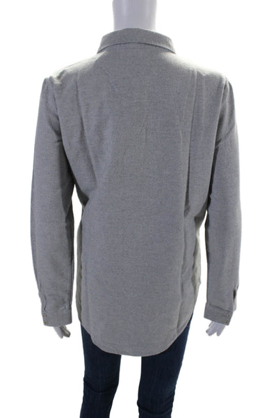 Eileen Fisher Womens Organic Cotton Collared Long Sleeve Buttoned-Up Gray Size S