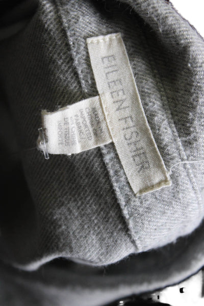 Eileen Fisher Womens Organic Cotton Collared Long Sleeve Buttoned-Up Gray Size S