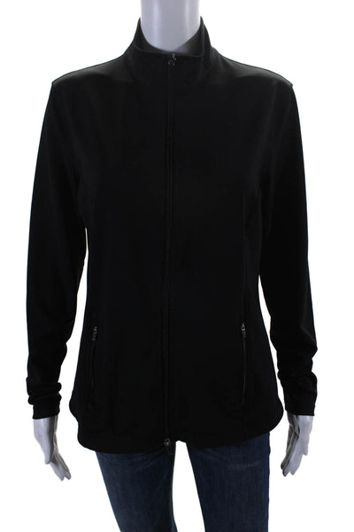 J. Mclaughlin Womens Full Zipped Mock Neck Long Sleeve Track Jacket Black Size L