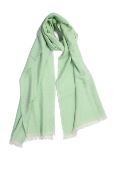 Leggiadro Womens Knitted Textured Fringed Trimmed Hem Scarf Green Size OZ