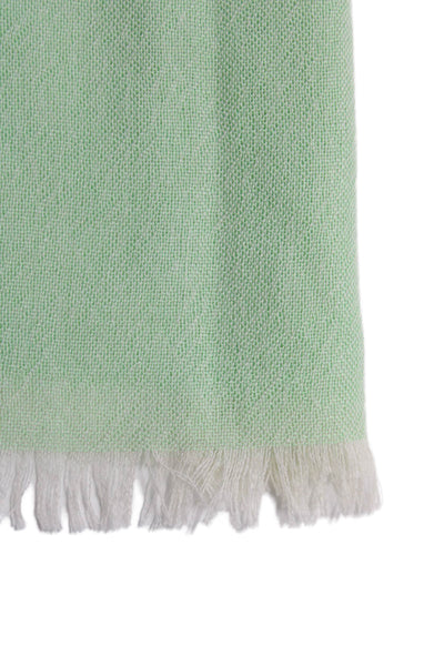 Leggiadro Womens Knitted Textured Fringed Trimmed Hem Scarf Green Size OZ